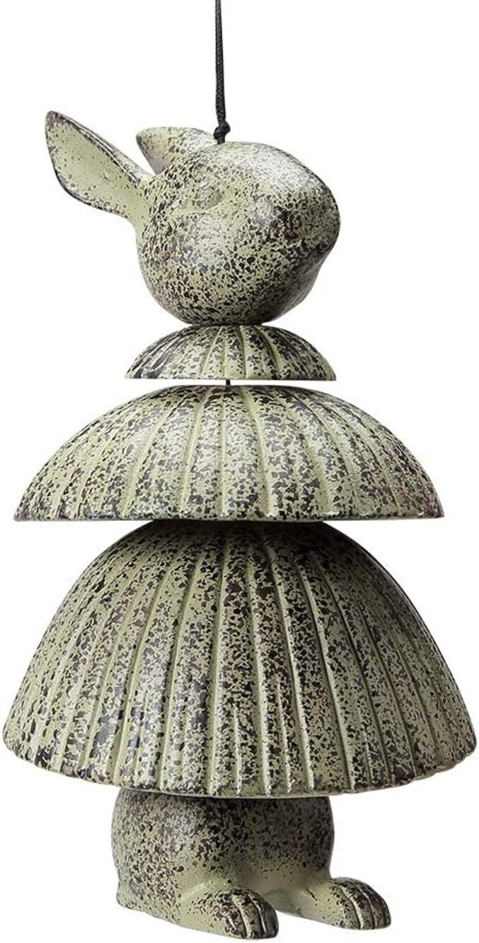 NEW Hoop Skirt Rabbit Wind Chime 10.5" Cast Aluminum Wind Bell Easter Spring